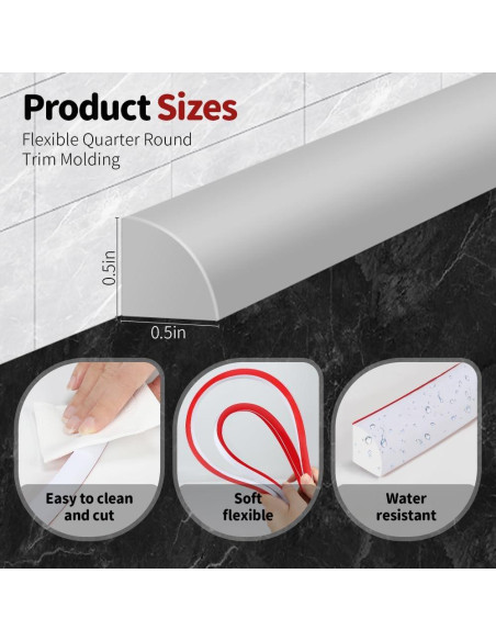 Moldura Flexible de Cuarto Redondo Joengoep 401.3 cm Blanca