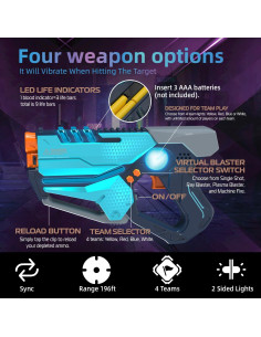 Conjunto de Laser Tag 4 Piezas WINYEA con Chalecos LED 2