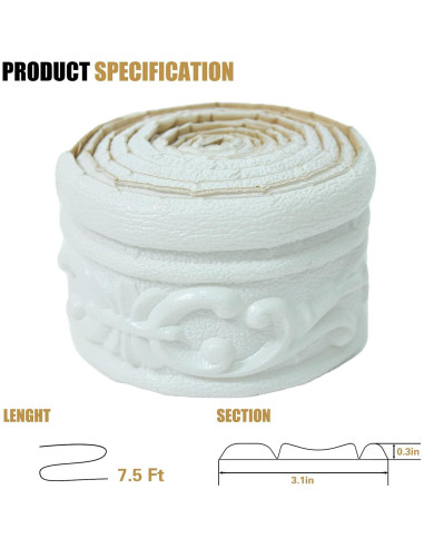 Moldura de Espuma Autoadhesiva WAPANE 3D 7.5 pies Blanca