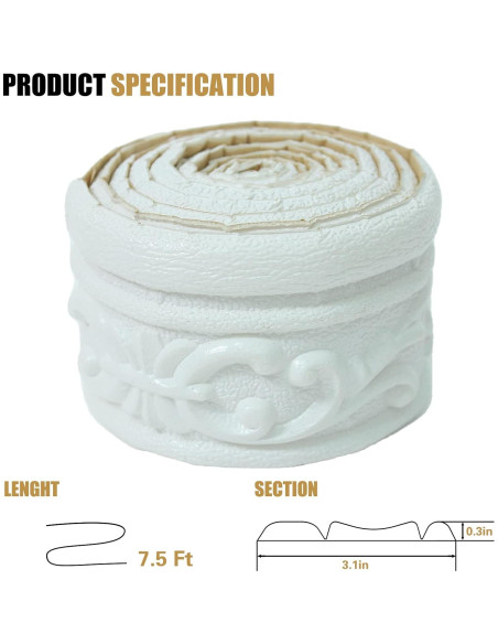 Moldura de Espuma Autoadhesiva WAPANE 3D 7.5 pies Blanca