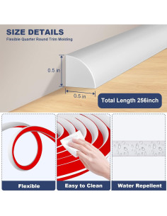 Moldura Flexible de Cuarto Redondo Storystore 1.27x650cm Caucho 2