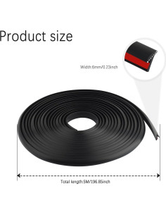 Tira de Sellado de Goma Carleef Tipo T 5M 6mm para Automóviles 2