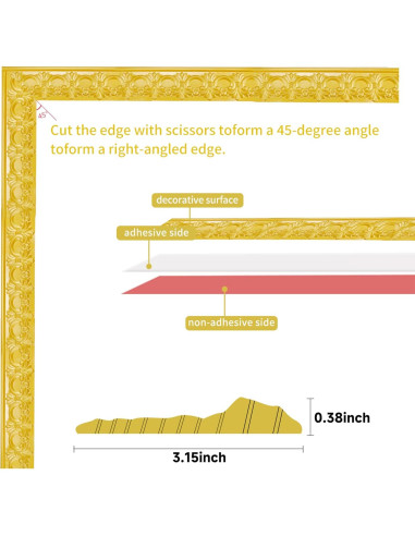 Moldura Autoadhesiva Flexible Leenevs 3m Dorado PVC
