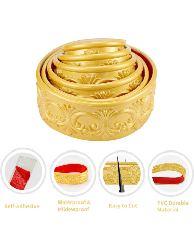 Moldura Autoadhesiva Flexible Leenevs 3m Dorado PVC