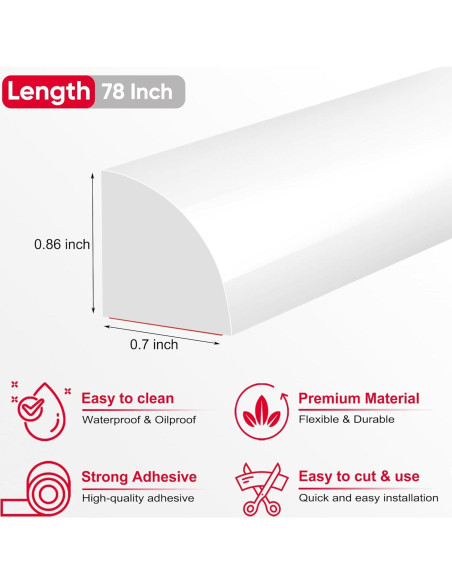 Moldura Flexible de Esquina Redonda Zehiels 198 cm Silicona Blanca