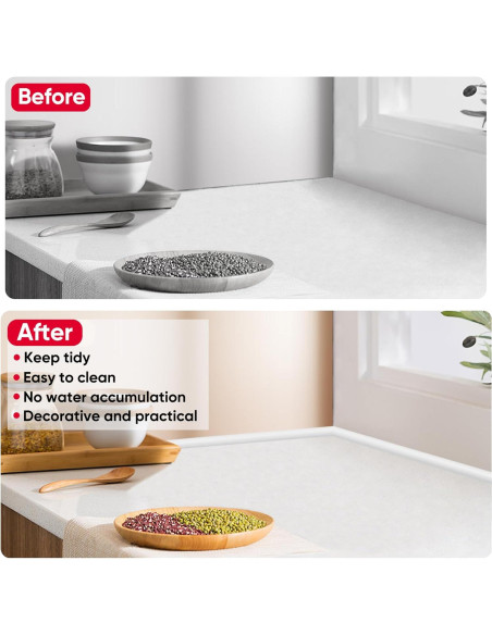 Moldura Flexible de Esquina Redonda Zehiels 198 cm Silicona Blanca