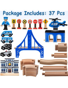 Juego de Tren de Madera SainSmart Jr. Estación Policía 37 Piezas 2