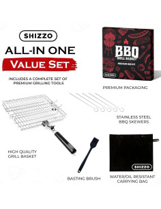 Cesta de Parrilla SHIZZO de Acero Inoxidable 1.43 kg 2