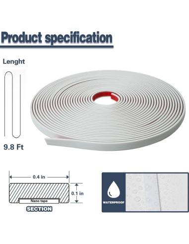 Moldura Autoadhesiva ZOWZOW 3m x 1cm Blanca Impermeable