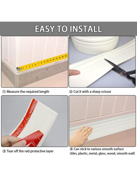 Moldura de Base Autoadhesiva FONUNO 10.16 cm x 5 m Blanco Crema Moldura de Base Autoadhesiva FONUNO 10.16 cm x 5 m Blanco Crema