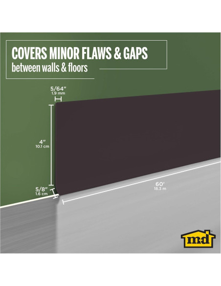 Base de Pared de Vinilo M-D 4" x 18.29 m Marrón Flexible
