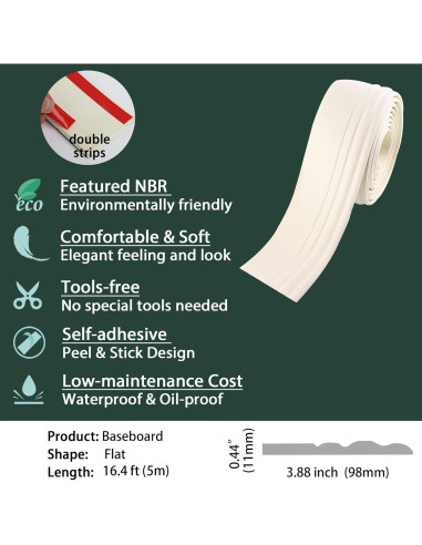 Moldura de Base Autoadhesiva Gaahing 5m x 10cm Impermeable