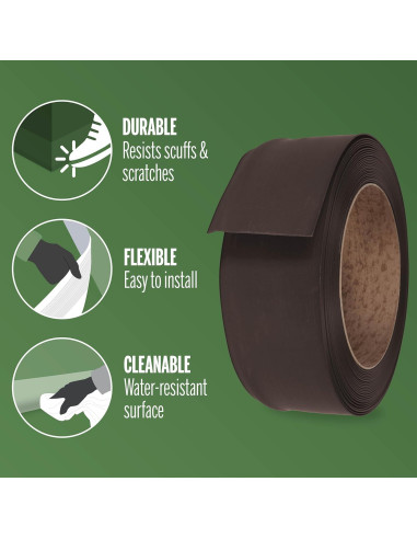 Base de Pared de Vinilo M-D 4" x 18.29 m Marrón Flexible