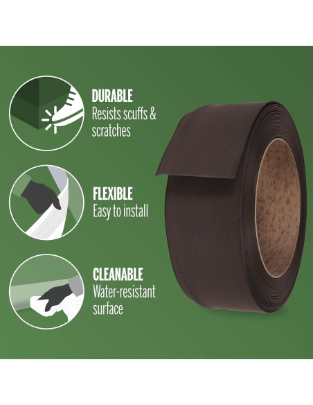 Base de Pared de Vinilo M-D 4" x 18.29 m Marrón Flexible