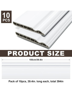 10 Piezas Moldura de Zócalo de PVC 100cm x 9cm Blanca 2