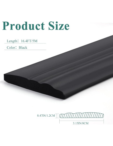 Moldura de Base Autoadhesiva Yefanxi 5.0m Goma Impermeable