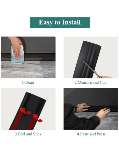 Moldura de Base Autoadhesiva Yefanxi 5.0m Goma Impermeable