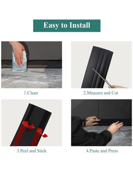 Moldura de Base Autoadhesiva Yefanxi 5.0m Goma Impermeable