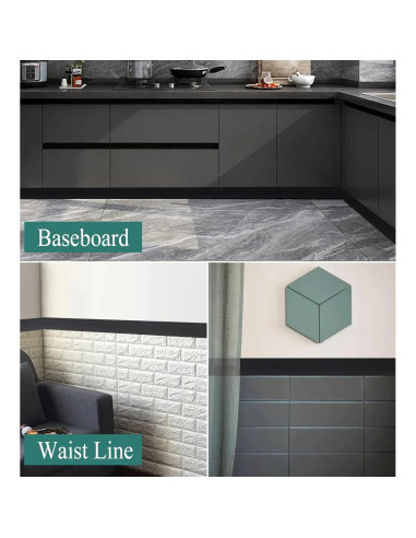 Moldura de Base Autoadhesiva Yefanxi 5.0m Goma Impermeable