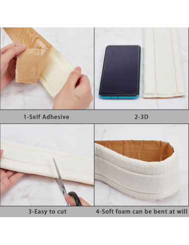 Moldura de Corona Autoadhesiva CRASPIRE 3D Blanca 88x8cm