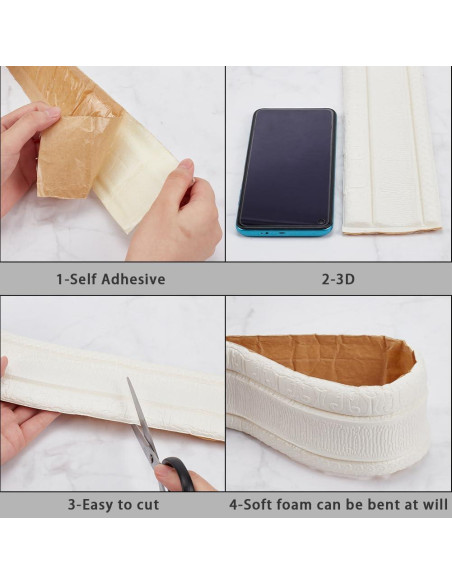 Moldura de Corona Autoadhesiva CRASPIRE 3D Blanca 88x8cm