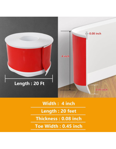 Moldura de Zócalo Flexible Stickgoo 10 cm x 6.1 m Blanca