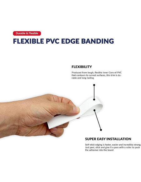 Cinta Biselada Autoadhesiva PVC Blanco 19 mm x 7.62 m para Muebles