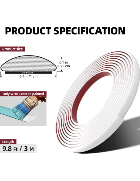 Moldura Autoadhesiva JSIWOTH 2.99 m Blanca Pintable Flexible