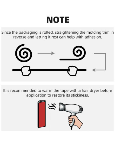 Moldura Autoadhesiva JSIWOTH 2.99 m Blanca Pintable Flexible
