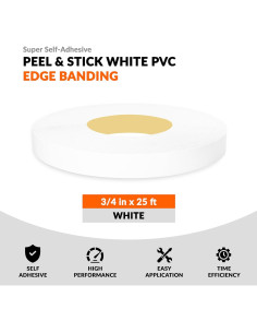 Banda de Borde de PVC Blanca Autoadhesiva 1.9 cm x 7.62 m 2