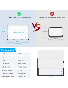 Paquete de 2 luces LED Obeamiu 2500-8500K con trípode 160 cm 2