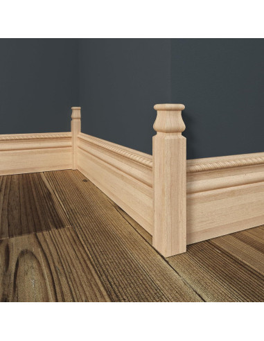 Bloque de Moldura de Esquina Interior de Madera Blanca 2.22x17.15 cm