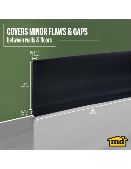 Base de Pared de Vinilo M-D 4x60 Pies Autoadhesiva Negra