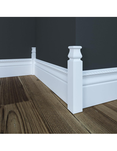 Bloque de Moldura de Esquina Interior de Madera Blanca 2.22x17.15 cm