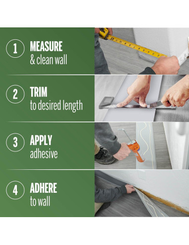 Base de Pared de Vinilo M-D 4x60 Pies Autoadhesiva Negra