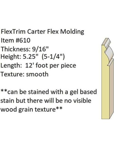 Moldura Base Flexible Flex Trim WM610 3.66m x 1.42cm - Hecho en EE. UU.