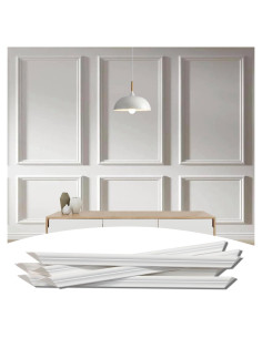 Kit de Moldura de Pared Prehecho Lunghaa 6 Marcos Blanco