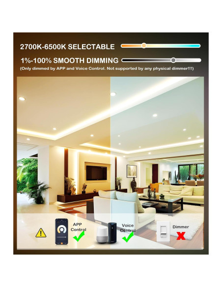 6 Luces LED Empotradas CLOUDY BAY 10W RGB+Blanco 4"