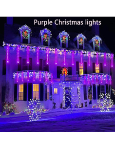 Luces de Lluvia de Meteoros Aokudoni 40cm Morado para Exterior 2