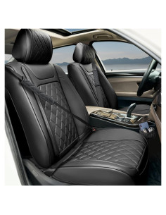 Funda de Asiento de Coche BEITK BK-DJZT 2 Piezas Negra Impermeable