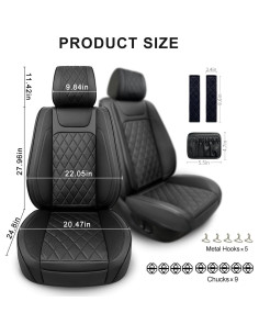 Funda de Asiento de Coche BEITK BK-DJZT 2 Piezas Negra Impermeable 2