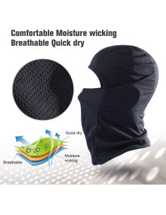 Balaclava KOOYU Unisex A Prueba de Viento y Polvo Negra 2