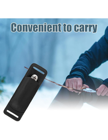 Funda de Cuchillo Plegable ANEETAFAN de Cuero Negro EDC