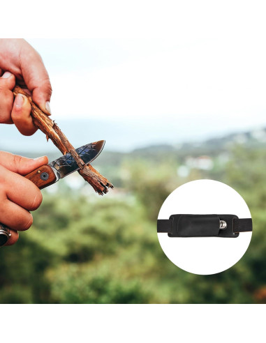 Funda de Cuchillo Plegable ANEETAFAN de Cuero Negro EDC