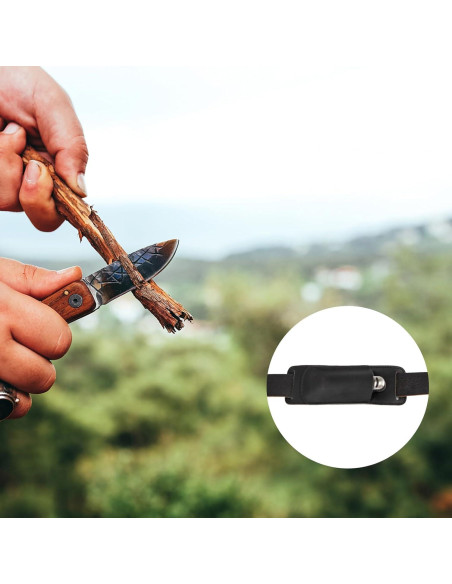 Funda de Cuchillo Plegable ANEETAFAN de Cuero Negro EDC Funda de Cuchillo Plegable ANEETAFAN de Cuero Negro EDC