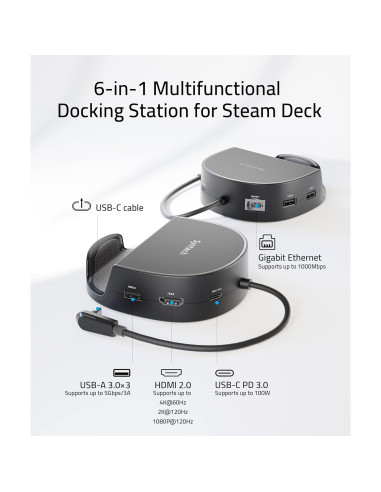 Base Mini Syntech 6-en-1 para Steam Deck y ROG Ally