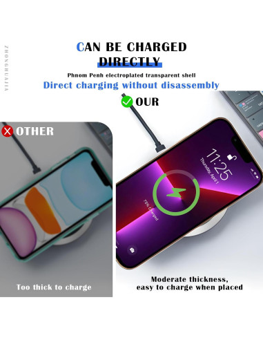 Funda protectora para iPhone 13 Pro ZHONGHUAJIA clara con borde dorado