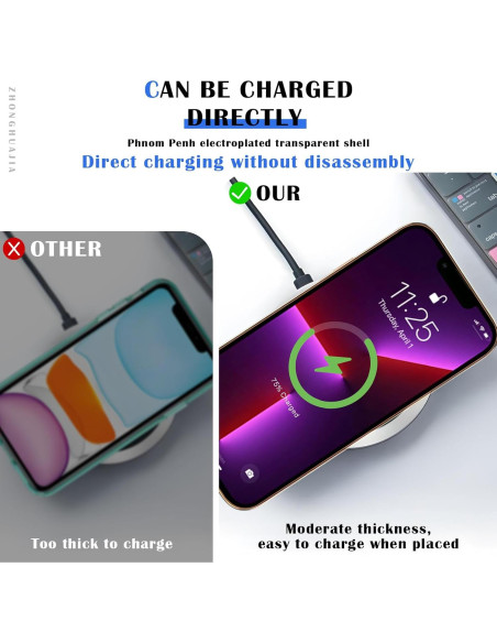 Funda protectora para iPhone 13 Pro ZHONGHUAJIA clara con borde dorado