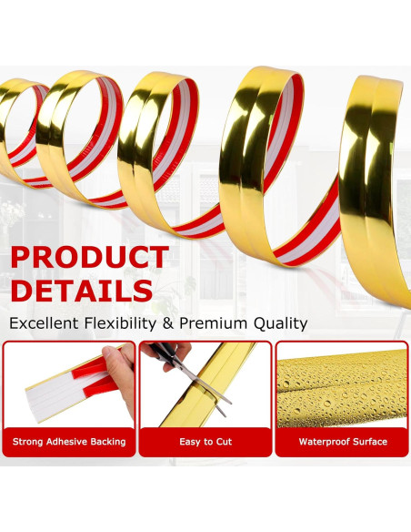 Protector de Esquina de Pared LSGCQ Oro 2 cm x 3 m PVC