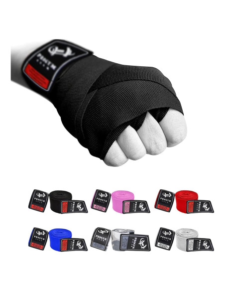 Vendajes de Mano de Boxeo ProGym Gear 4.5m Elásticos Negros